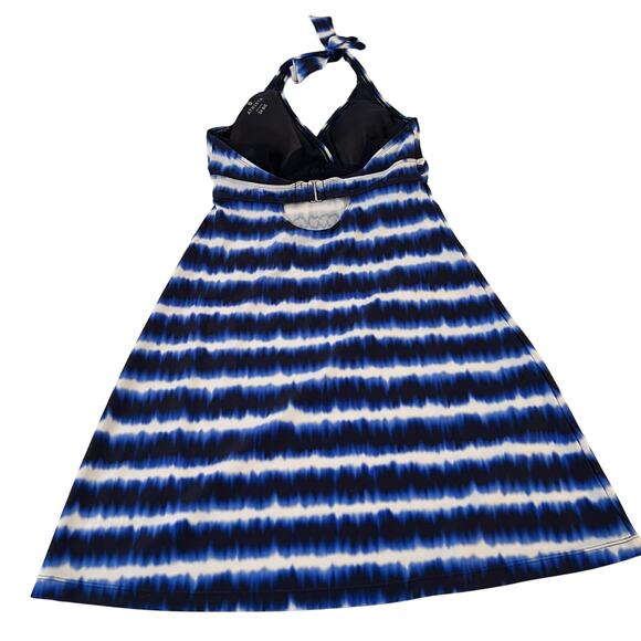 Athleta Del Mar Tara Tie Dye Striped Halter Swim Dress In Blue Size 34 B… - Picture 3 of 8